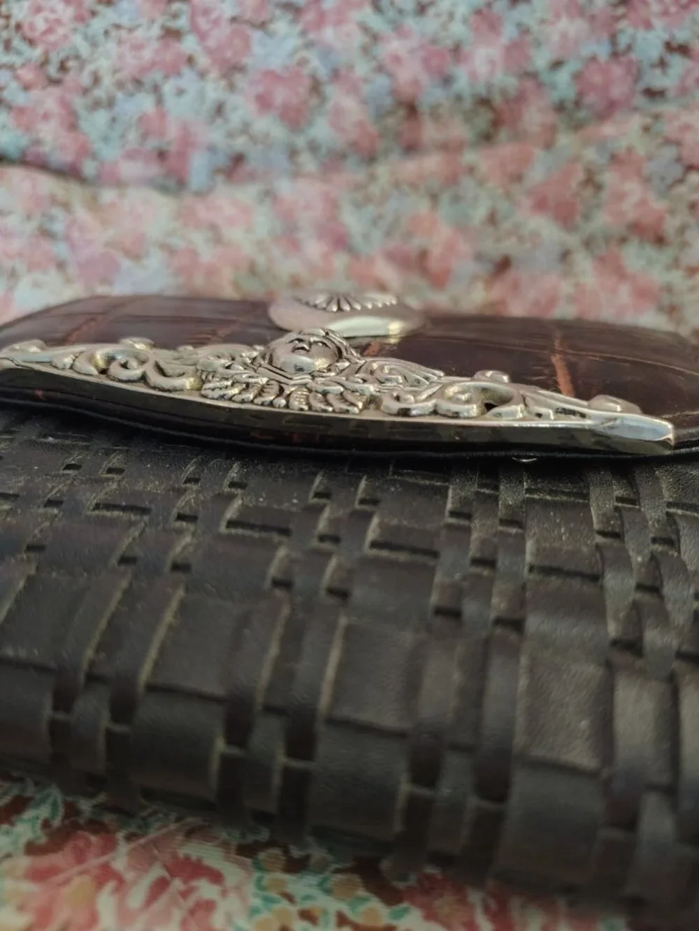 Vintage women's bifold wallet Silver Angel Heart